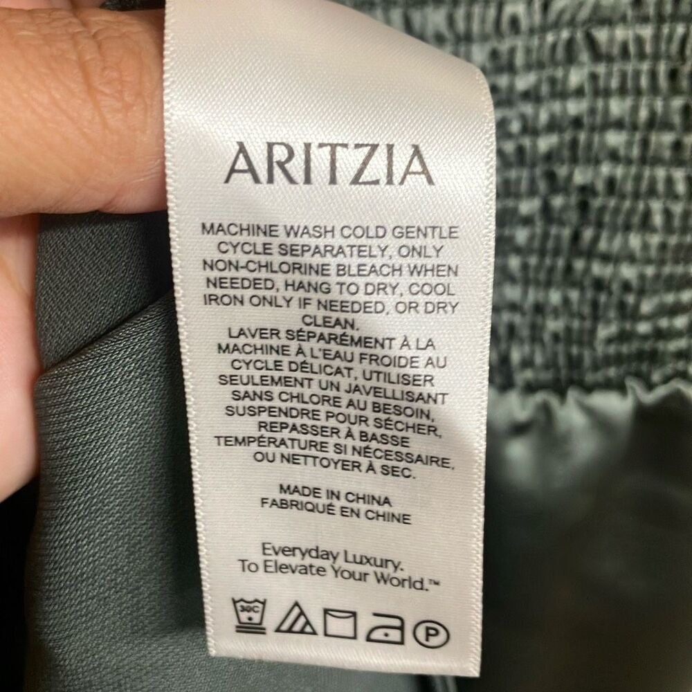 505. Wilfred aritzia Madelyn square neck Smokey sage green dress Sz 10 #120025 - Picture 13 of 16